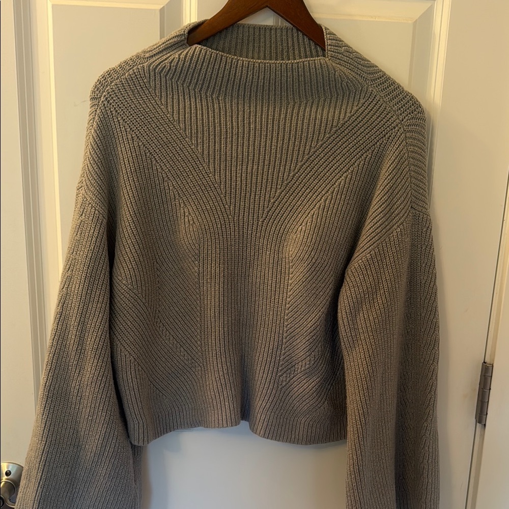 Maeve Women's Gray Rib-Knit Sweater